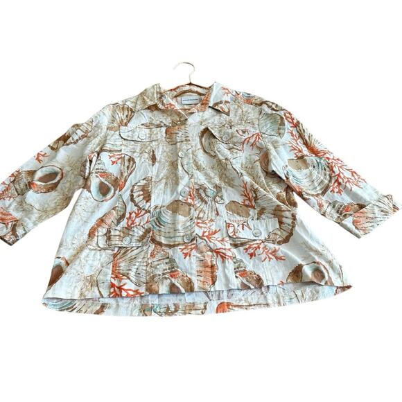 Alfred Dunner Seashell Button-Front Blouse - Size 16 - Picture 1 of 5